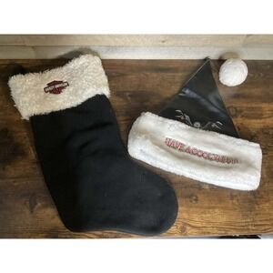 Harley Davidson Faux Fur Two Piece Christmas Stocking And Hat